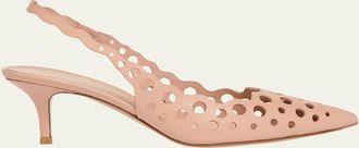Gianvito Rossi 55mm Perforated Nappa Leather Slingback Pumps