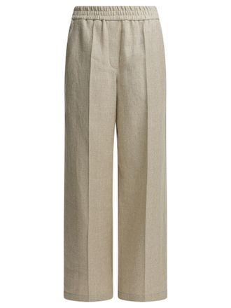 Brunello Cucinelli Brunello Cucinelli Womens Loose Track Pants - Tan Linen - Size EU 36 (Womens)