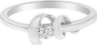 House of Brilliance 10K White Gold 1/10 Cttw Diamond Spiral Twist Promise Ring at Nordstrom, Size 7