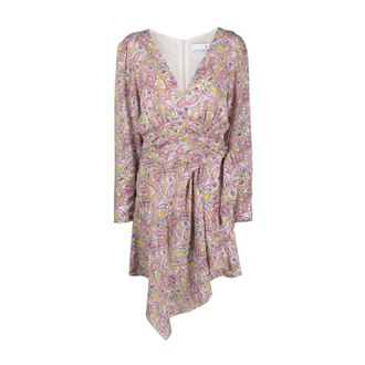 Iro Grafische Print Wikkelminijurk Beige - Dames - Korte kleedjes - Veelkleurig - S - Kleedjes