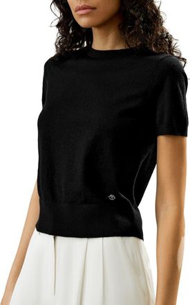 LilySilk Cashmere Round Neck Sweater in Black at Nordstrom, Size Medium