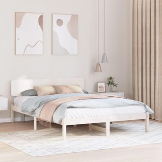 Berkfield Home Bed Frame with Headboard White 150x200 cm Solid Pine Wood