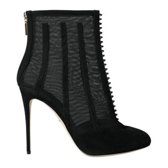 Dolce & Gabbana Schoenen, Dames, Zwart, 40 EU, Zwarte Mesh Booties Enkellaarzen