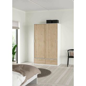 Dmora Dmora - Armario 2 Puertas Kammuri, Muebles De Dormitorio, Vestidor, Armario De Ropa, 121x60 H200 Cm, Blanco Y Roble