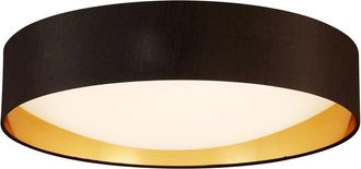 Eglo Eglo Orme Integrated Led 20 Ceiling Light With Black & Gold Fabric Shade With White Acrylic Diffuser
