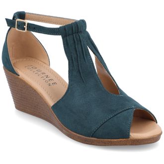 Journee Collection Women & apos;s Narrow Width Kedzie Wedge Sandals