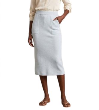 Kinross Cashmere Pull On Double Knit Straight Skirt In Sky