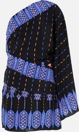 Johanna Ortiz Printed one-shoulder silk minidress