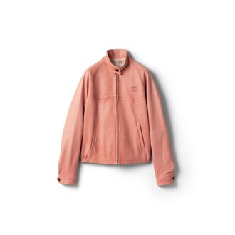 Miu Miu Nappa Leather Jacket, Woman, Apricot, Size 40