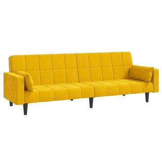 vidaXL Sof&aacute; Cama De 2 Plazas Con Dos Almohadas Terciopelo Amarillo Vidaxl