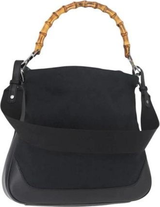 Gucci Pre-owned Shoulder Bags, female, Black, Size: ONE SIZE Pre-owned Canvas Shoulder Bag