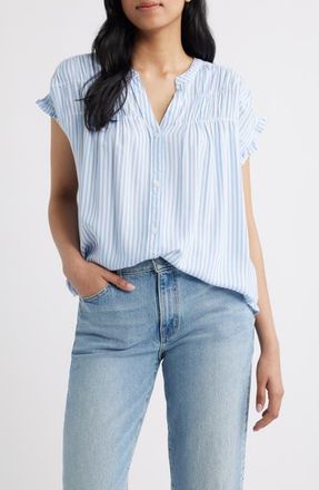 Beach Lunch Lounge Monaka Smocked Frill Top in Stardust at Nordstrom, Size X-Large