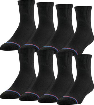 Medipeds Medipeds Mens 8 Pack Diabetic Quarter Socks with Non-Binding Top, Black, Shoe Size: 9-12