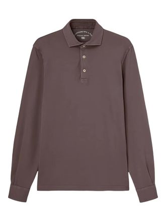 Fedeli buttoned long-sleeve polo shirt - Brown