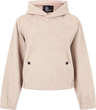 Moncler Hooded Sweatshirt in Flannel - Dames - Hoodies - Beige - XS - Polyester - Hoodies & sweatvesten