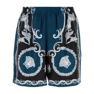 Versace Beachwear, male, Multicolor, Size: XL Printed Silk Twill Slim Shorts