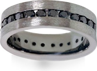 Pompeii3 1 1/10ct Black Diamond Brushed Wedding Mens Eternity Band 14K Black Gold Size Selectable