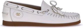 Valentino Garavani Mens Leather Moccasin Loafers - White - Size 41.5 EU/IT
