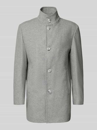 Strellson Regular Fit Wollmantel mit Stehkragen Modell FINCHLEY in Silber, Gr&ouml;&szlig;e 102