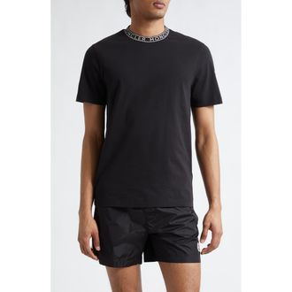 Moncler Logo Trim Cotton T-Shirt in Black at Nordstrom, Size Xxx-Large