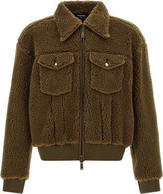 Dsquared2 Brown Polyester Full-Length Mens Jacket