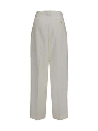 Calvin Klein Womens Alexandra Pants White Merino Wool Ovis Aries Trousers
