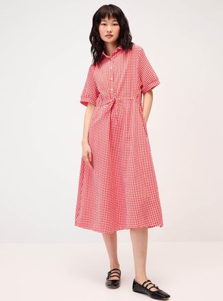 Twik Womens Gingham maxi shirtdress