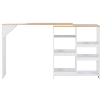 Berkfield Home Comfortable Bar Table with Moveable Shelf White 138x39x110 cm | Size: 138 x 39 x 110 cm
