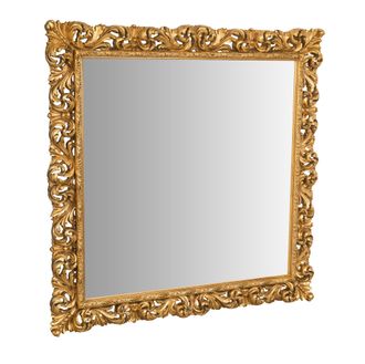 Biscottini International Biscottini - Espejo De Pared De Colgar En Madera Con Acabado De Hoja De Oro Antiguo Hecho En Italia