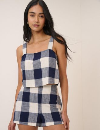 Nobody's Child Navy Gingham Mini Shorts