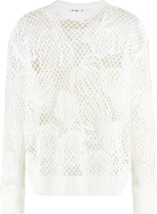 Max Mara Womens Crew-Neck Sweater Farea White Cotton