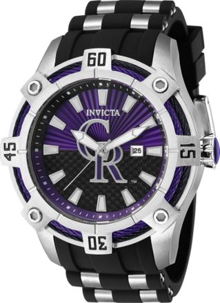 Invicta MLB - Colorado Rockies 43267 Heren Horloge - Quartz Uurwerk - Roestvrij Staal met paarse Wijzerplaat - 52mm