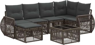 vidaXL Conjunto De Sof&aacute;s De Jard&iacute;n 7 Uds. Gris Y Gris Oscuro Vidaxl