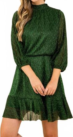 THML Clothing Metallic Muse Dress In Emerald