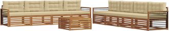 vidaXL Conjunto De Sof&aacute;s De Exterior 9 Uds. Natural Y Beige Vidaxl