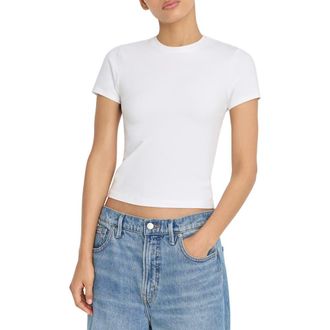 Good American Super Stretch Baby Tee in White001 at Nordstrom, Size X-Large