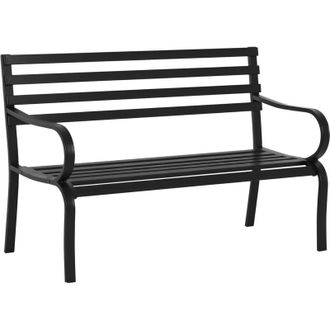 OUTSUNNY Banco De Jard&iacute;n De Metal Banco De Exterior De 2 Plazas Con Reposabrazos Carga 240 Kg Para Patio Terraza 127x58x82 Cm