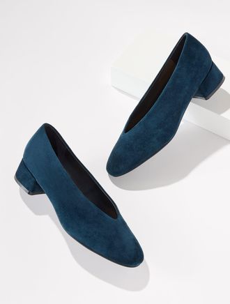 Talbots Winona Suede Block Heel Pumps - Blue - 10 1/2 M Talbots