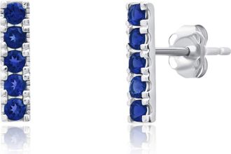 MAX + STONE 14k Yellow or White Gold Small Gemstone Bar Stud Earrings