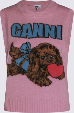 Ganni Pink Wool Knitwear
