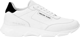 Philipp Plein Schoenen, Dames, Wit, 40 EU, Leer, Leather Lo-Top Sneakers