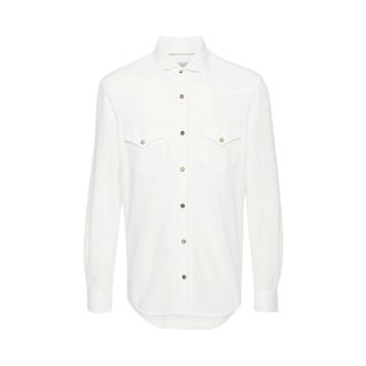 Brunello Cucinelli Camisa Vaquera de Algod&oacute;n Piqu&eacute; - Shirts - Hombre - Blanco - M
