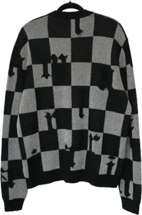 Amiri Logo Check Cashmere Crewneck- Black / White