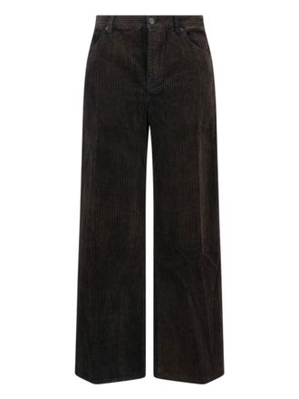 Frame Denim Tailored Brown Trousers With Mid-Rise Waist