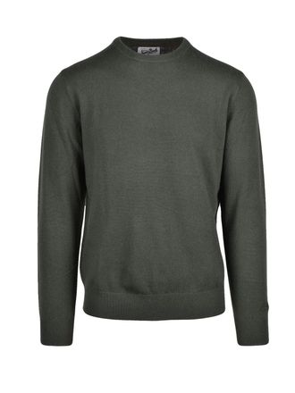 MC2 Saint Barth Military Green Crewneck Extrafine Merino Wool Sweater