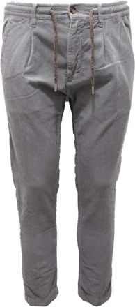 Cruna Fluwelen broek met verstelbare veters - Heren - Slim Fit Broeken - Grijs - XS - Katoen - Broeken