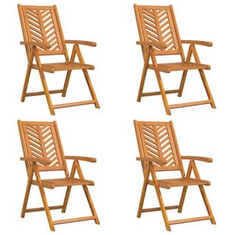 vidaXL Silla Reclinable 4 Pcs Marr&oacute;n 57 X 71 X 90 Cm Madera Vidaxl
