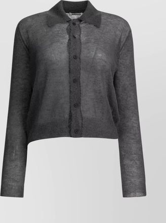 Auralee long sleeve knit top with sheer fabric