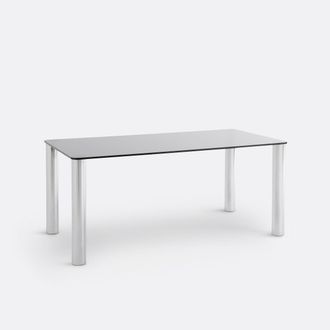 La Redoute Interieurs Eettafel, verchroomd Acia en gehard glas, 6 tot 8 couverts, Ramcel