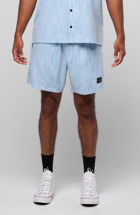 Maui and Sons Echo Walk Linen & Cotton Drawstring Shorts in Light Blue at Nordstrom, Size Xx-Large